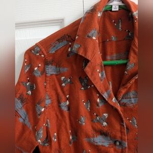 Uniqlo x Ines de la Fressange Goose Print Button-Up Flannel Shirt (Small)